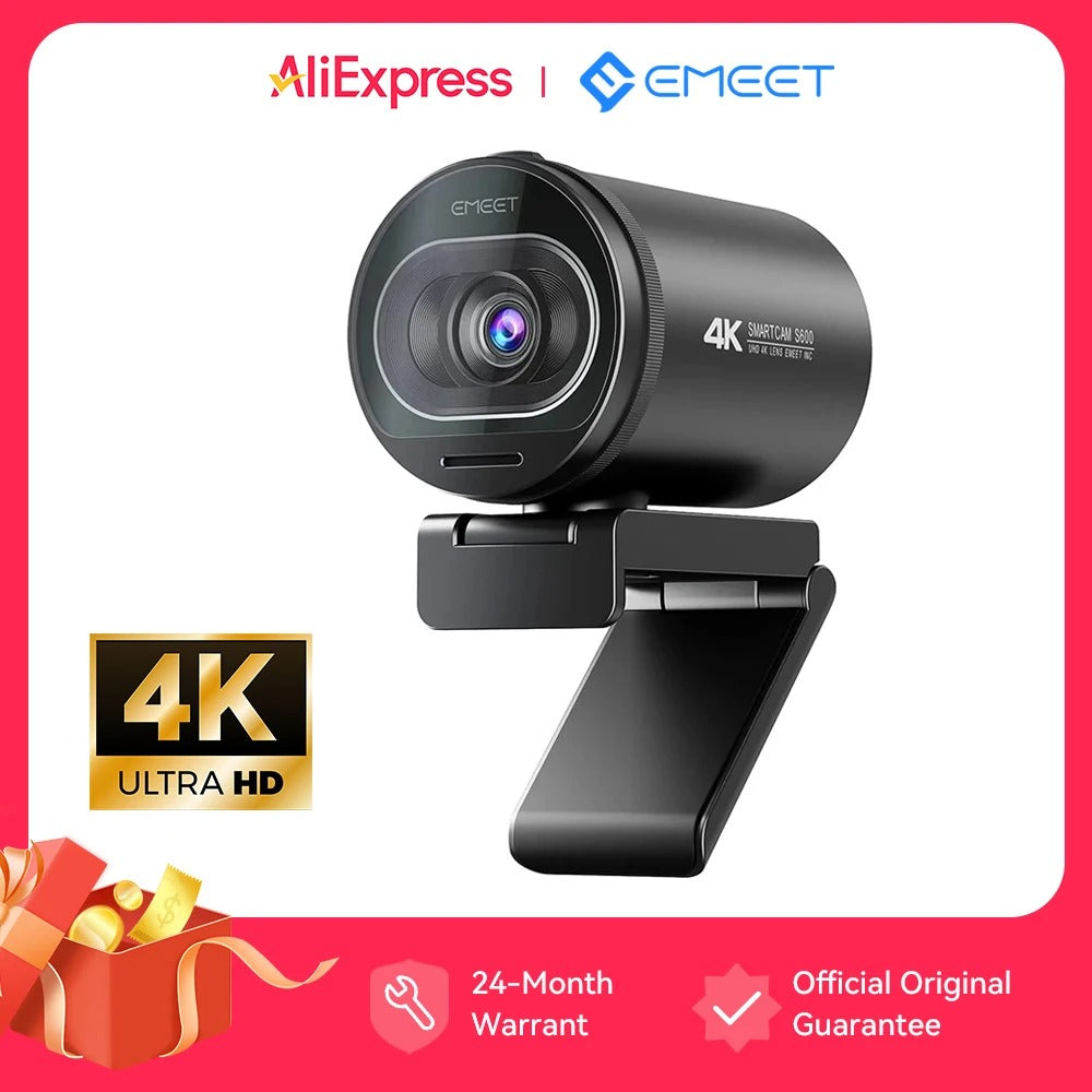 4K Streaming Webcam – 1080P 60FPS USB Camera with Autofocus & Dual Mics
