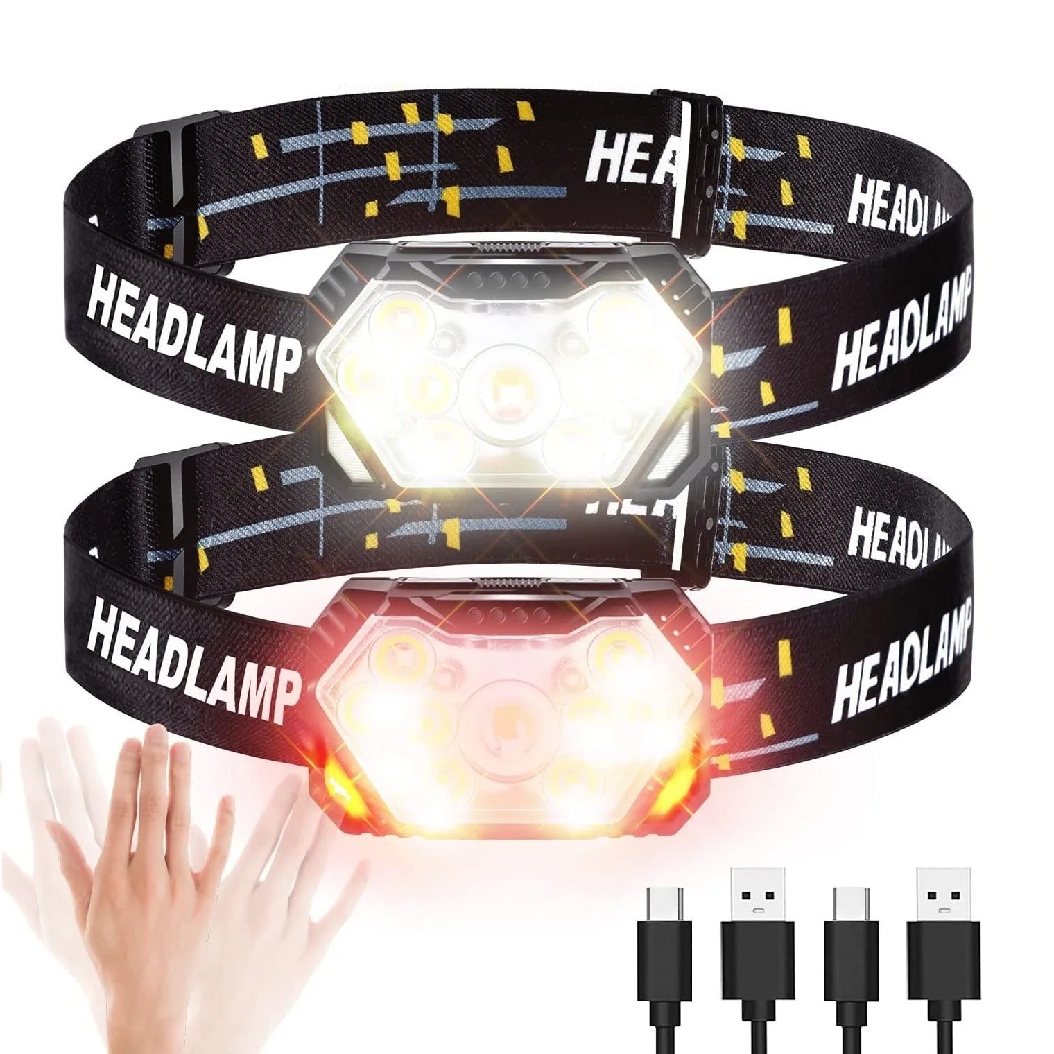 9-LED Rechargeable Headlamp – USB Motion Sensor Headlight
