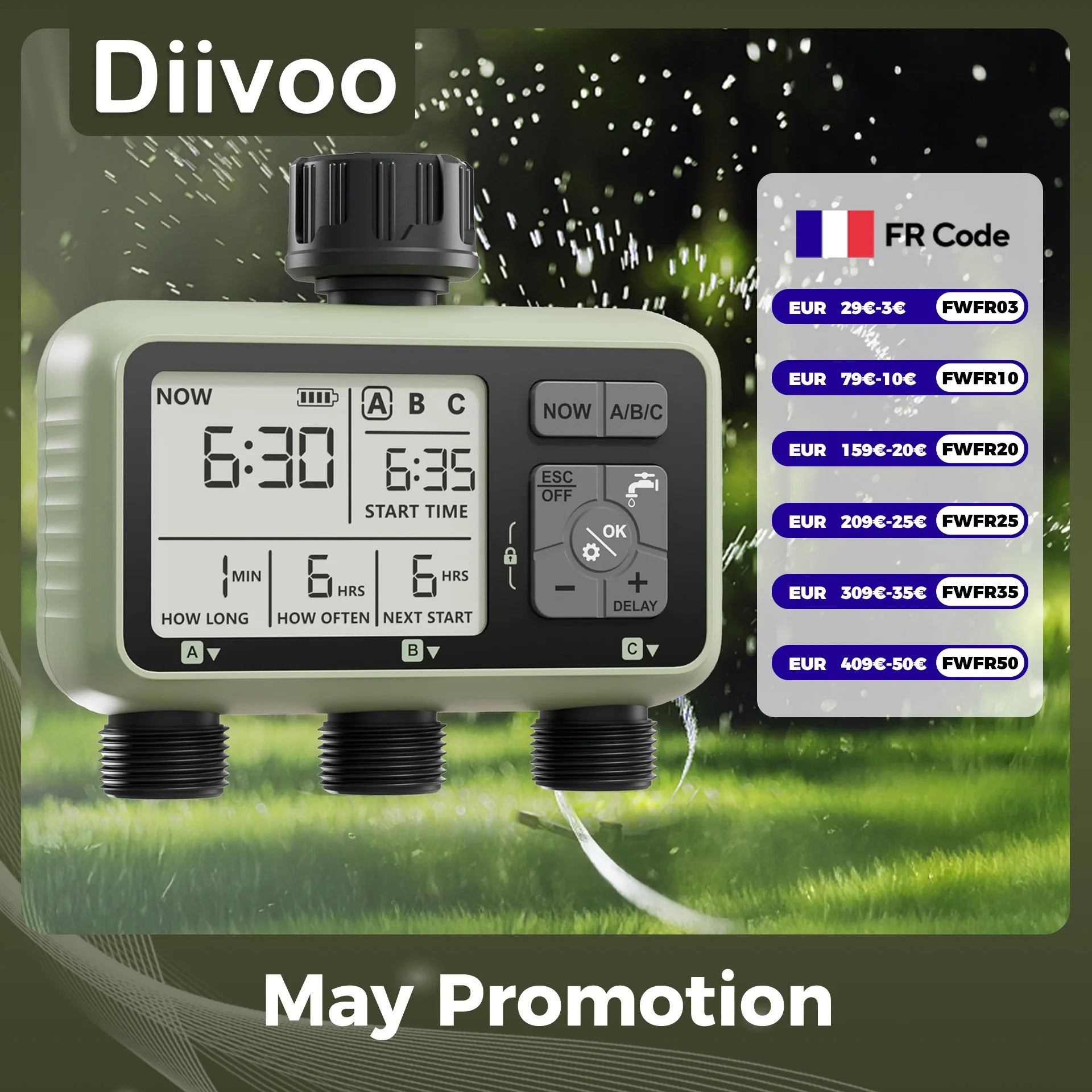 3-Zone Garden Irrigator Water Timer