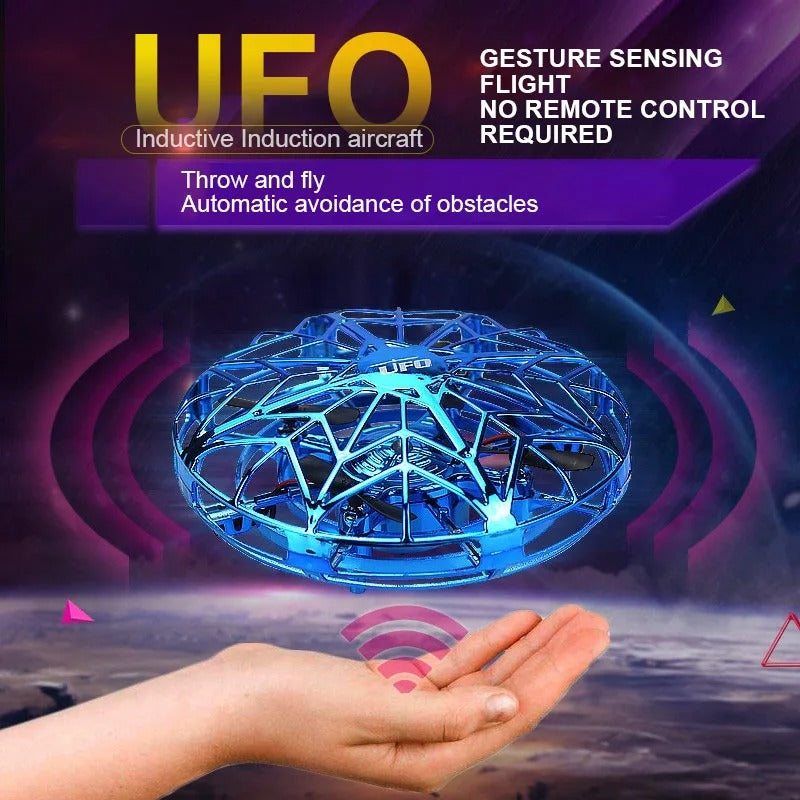 UFO Flying Ball Drone Toy – Hand-Controlled Gesture Induction Hover Saucer for Kids with LED Lights