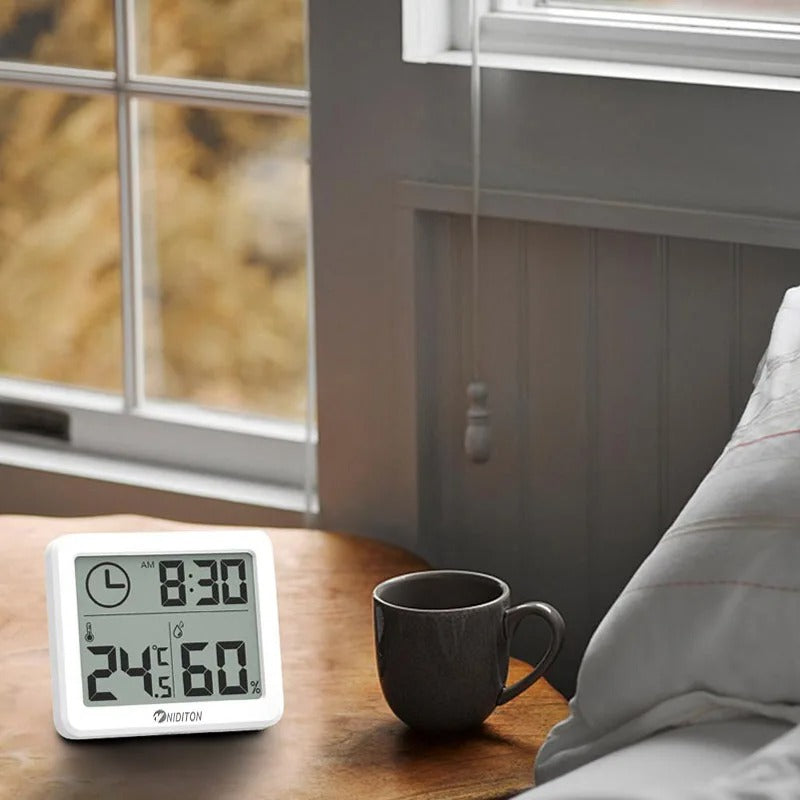 Digital Desk & Wall Clock with Temperature & Humidity Display