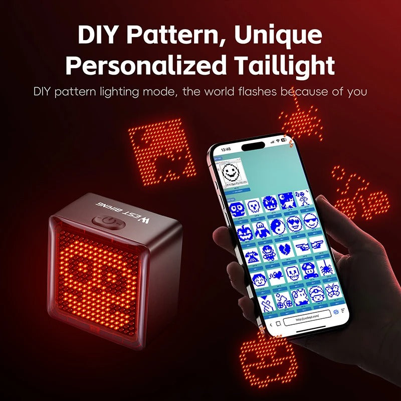 Waterproof Bicycle Taillight – Smart Pixel LED Rear Light with Brake Sensin