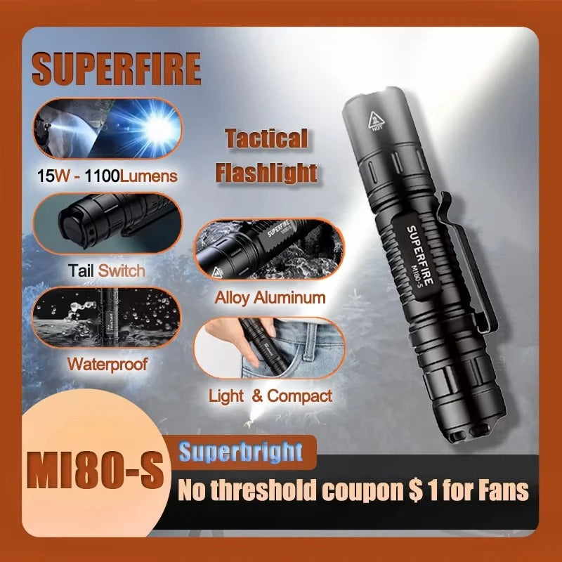 LED Flashlight – 1100LM 15W Tactical Torch with 18650 Battery