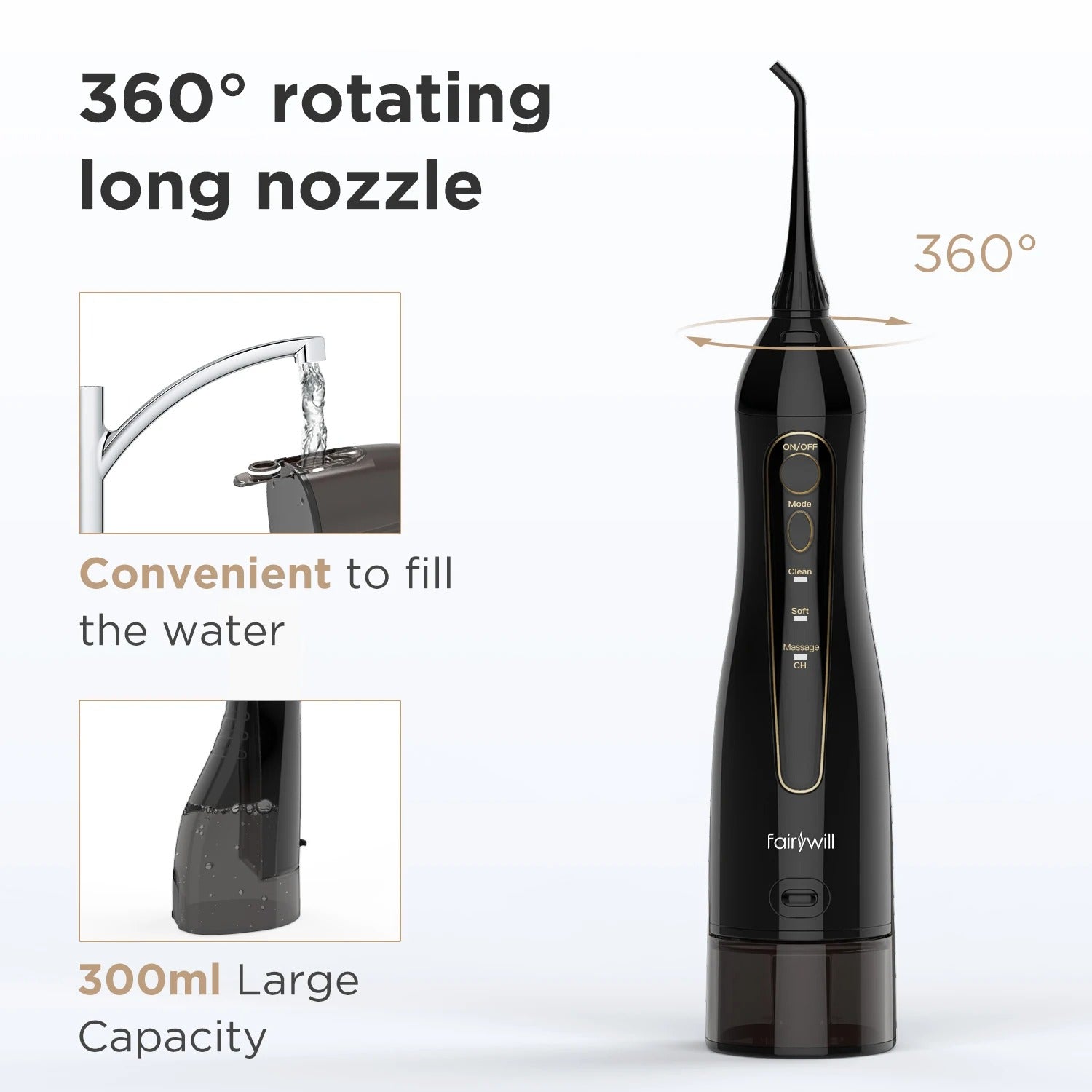 Rechargeable Portable Water Flosser 300ML Oral Irrigator for Teeth
