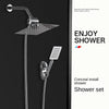 Three-Function 8-Inch Square Rain Shower Set Stainless Steel Pressure Shower head