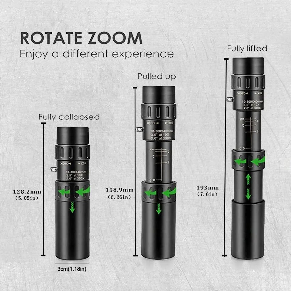 10–300x40 Zoom Monocular Telescope – HD Long-Range