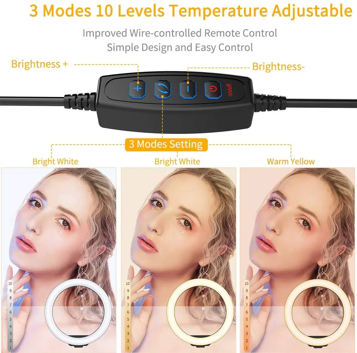 LED Selfie Ring Light with USB Remote – Tripod & Phone Holder
