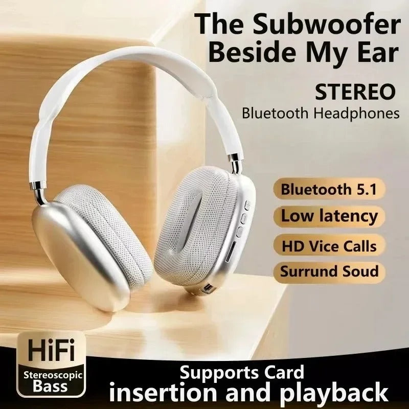 Bluetooth 5.0 Wireless Headphones – Stereo Sound Headset with Mic & Noise Cancelling for Sports & Gaming