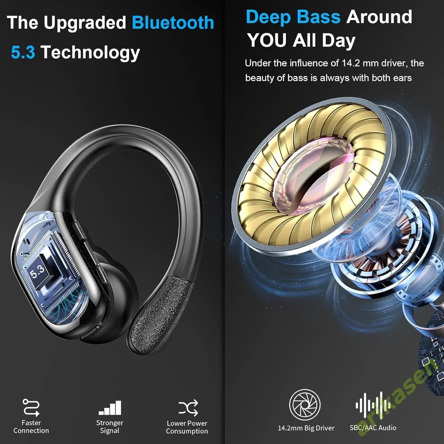 Bluetooth 5.3 Earphones IP7 Waterproof Wireless Headphones