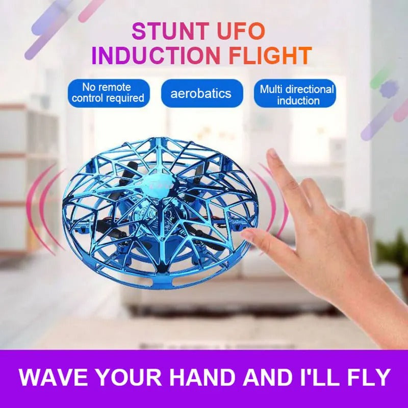UFO Flying Ball Drone Toy – Hand-Controlled Gesture Induction Hover Saucer for Kids with LED Lights