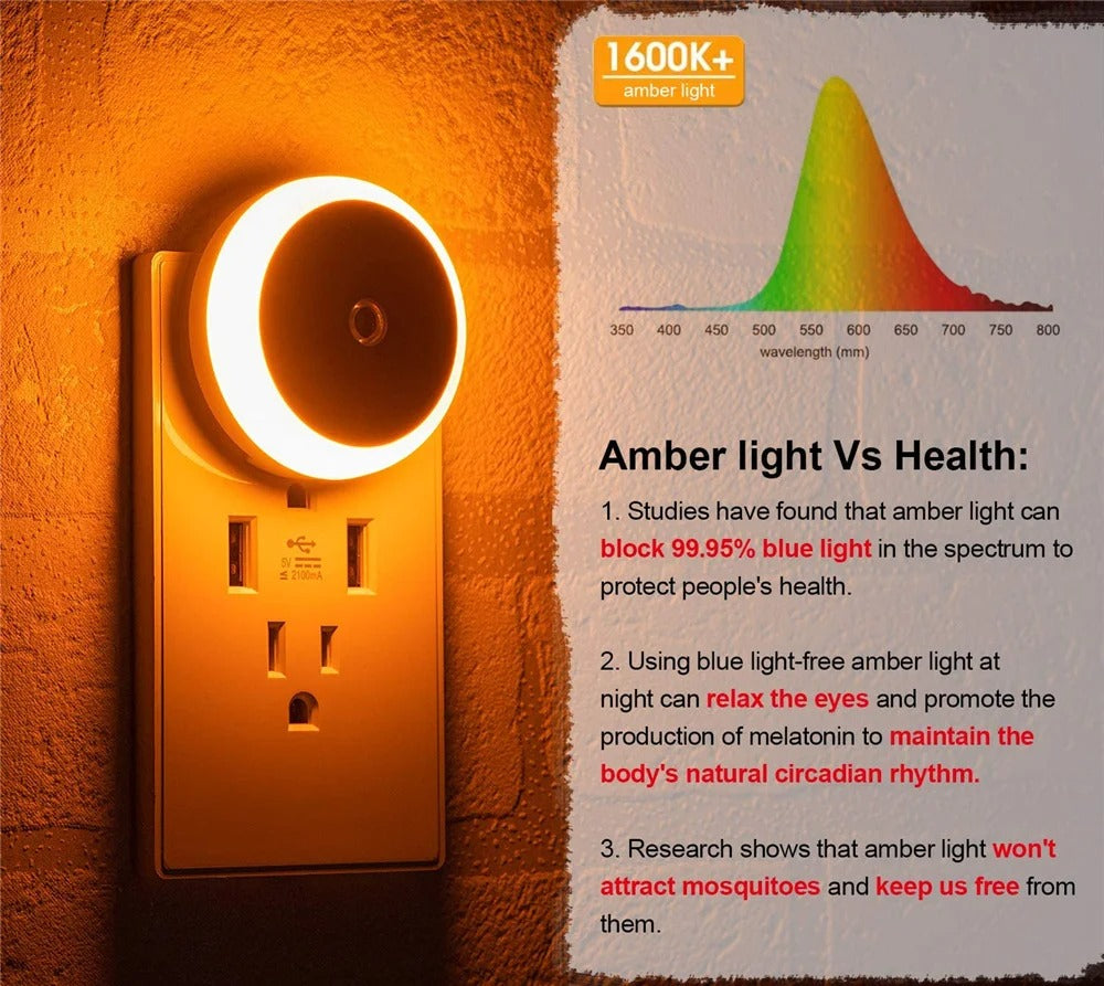 Smart Sensor LED Night Light – Plug-In Wall Lamp