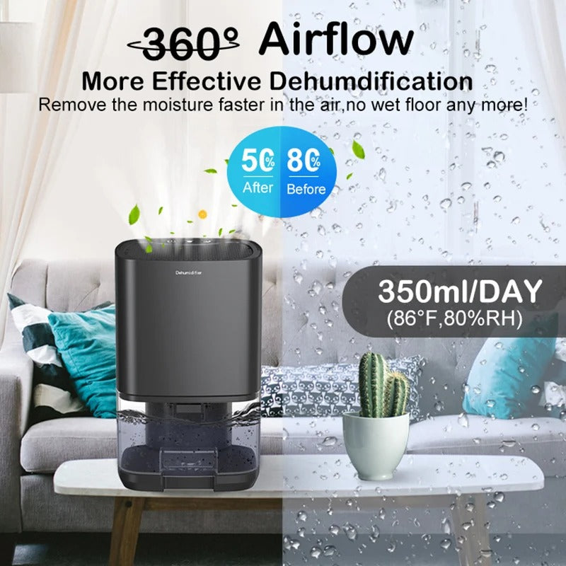 Portable Air Dehumidifier for Home Bedroom Office Quiet Moisture Removal