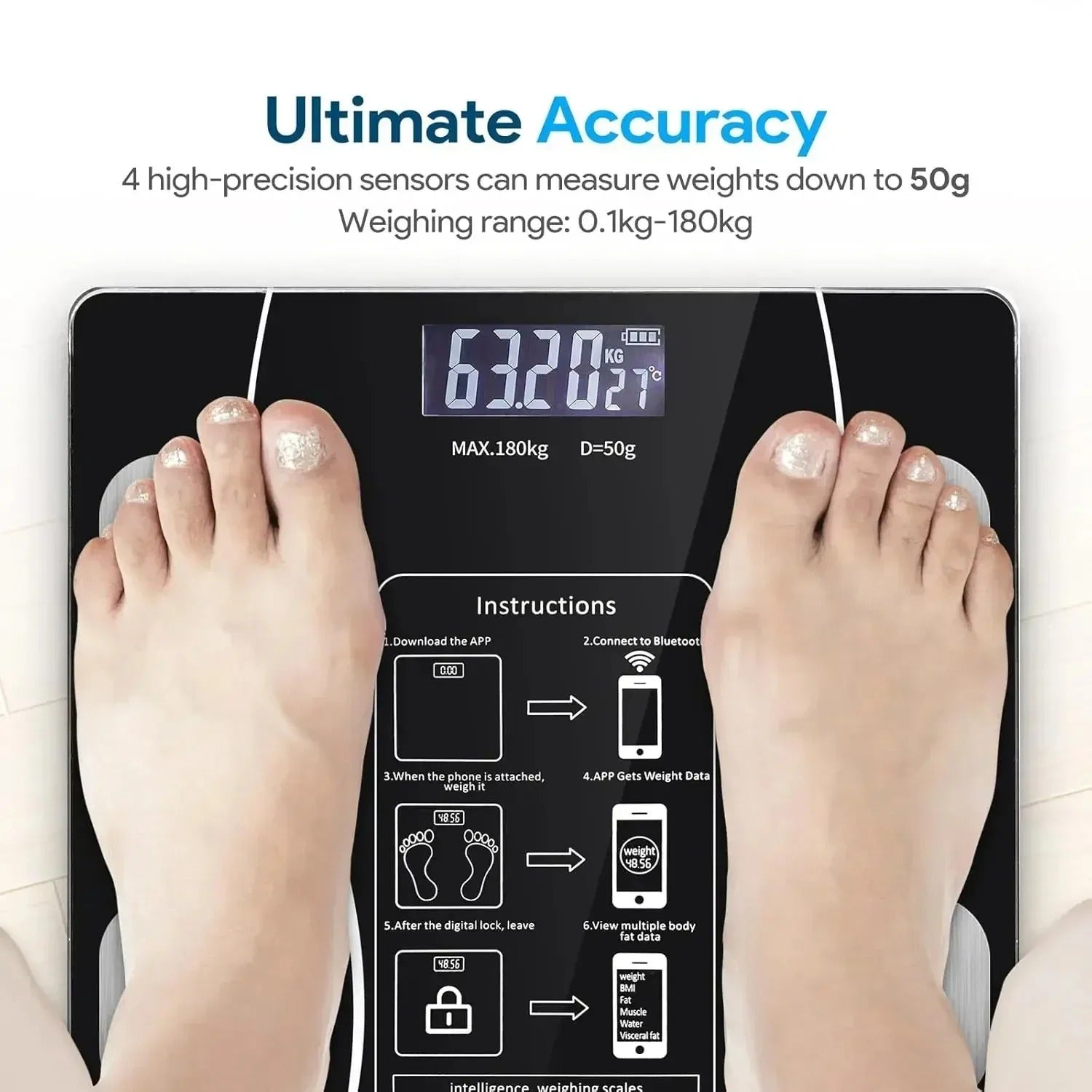 Smart Bluetooth Weight Scale for Body Metrics & Health Tracking