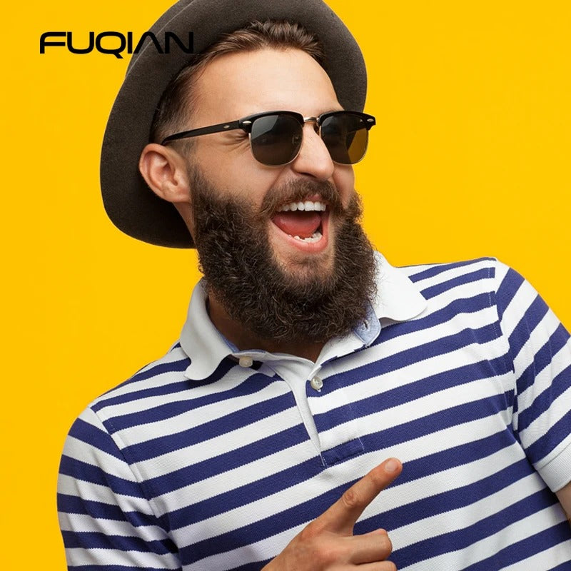 Classic Half Frame Polarised Sunglasses – Retro Small Anti-Glare Shades