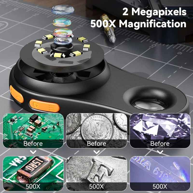 2.0-Inch 500X Digital Microscope – 1080P Video Magnifier