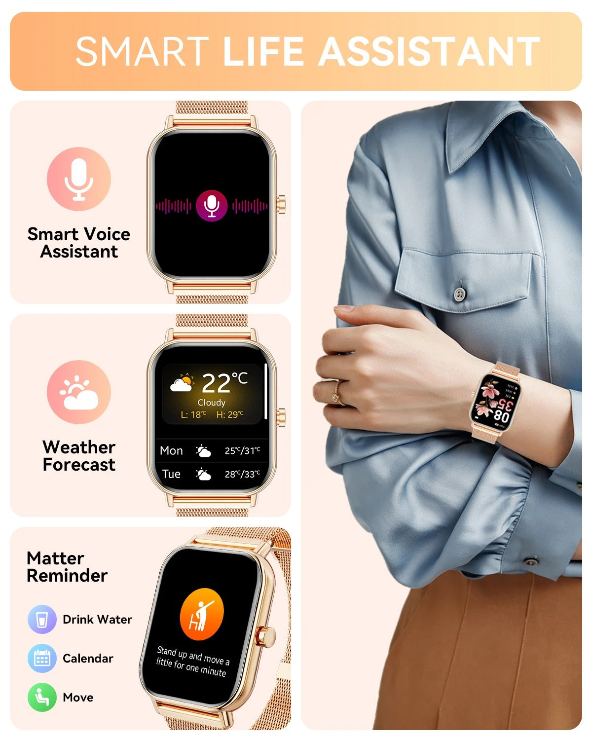 Avelora Ladies Smartwatch Smart Tracker