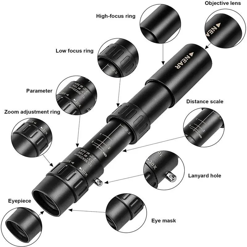 10–300x40 Zoom Monocular Telescope – HD Long-Range