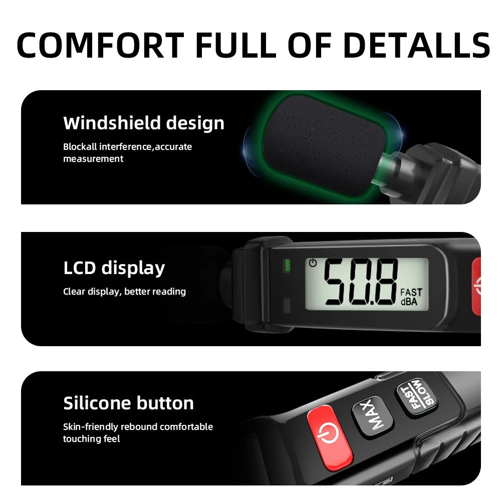 Sound Level Meter – Portable A-Weighted Decibel Meter 30dB–130dB