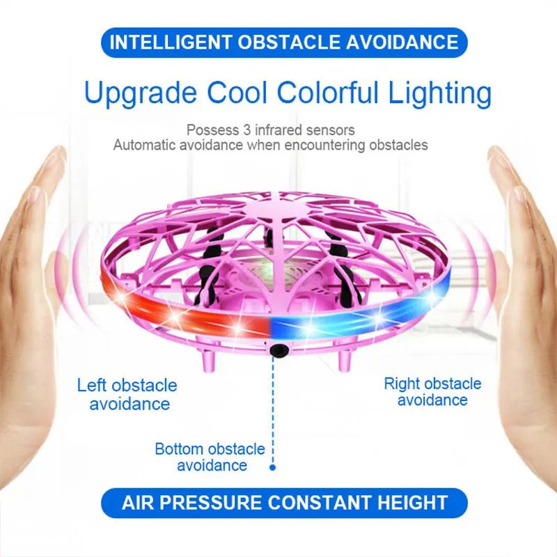UFO Flying Ball Drone Toy – Hand-Controlled Gesture Induction Hover Saucer for Kids with LED Lights