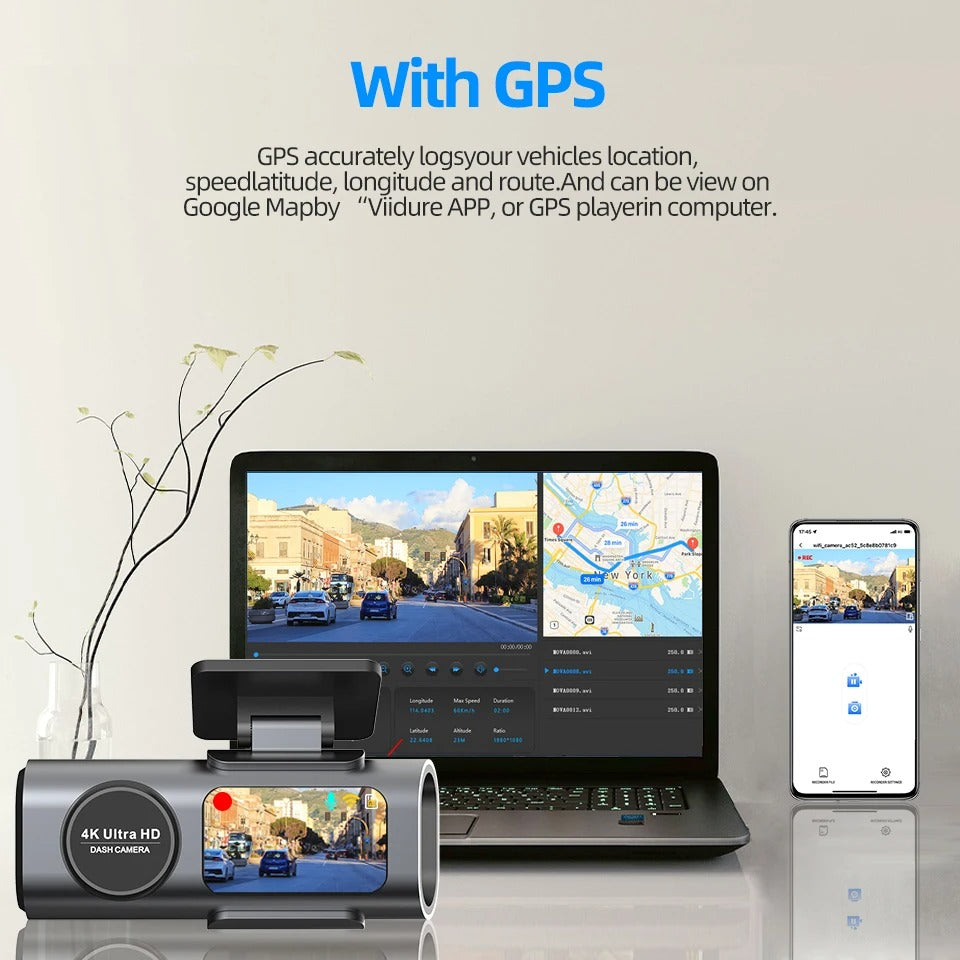 Dash Cam Dual Lens 4K UHD