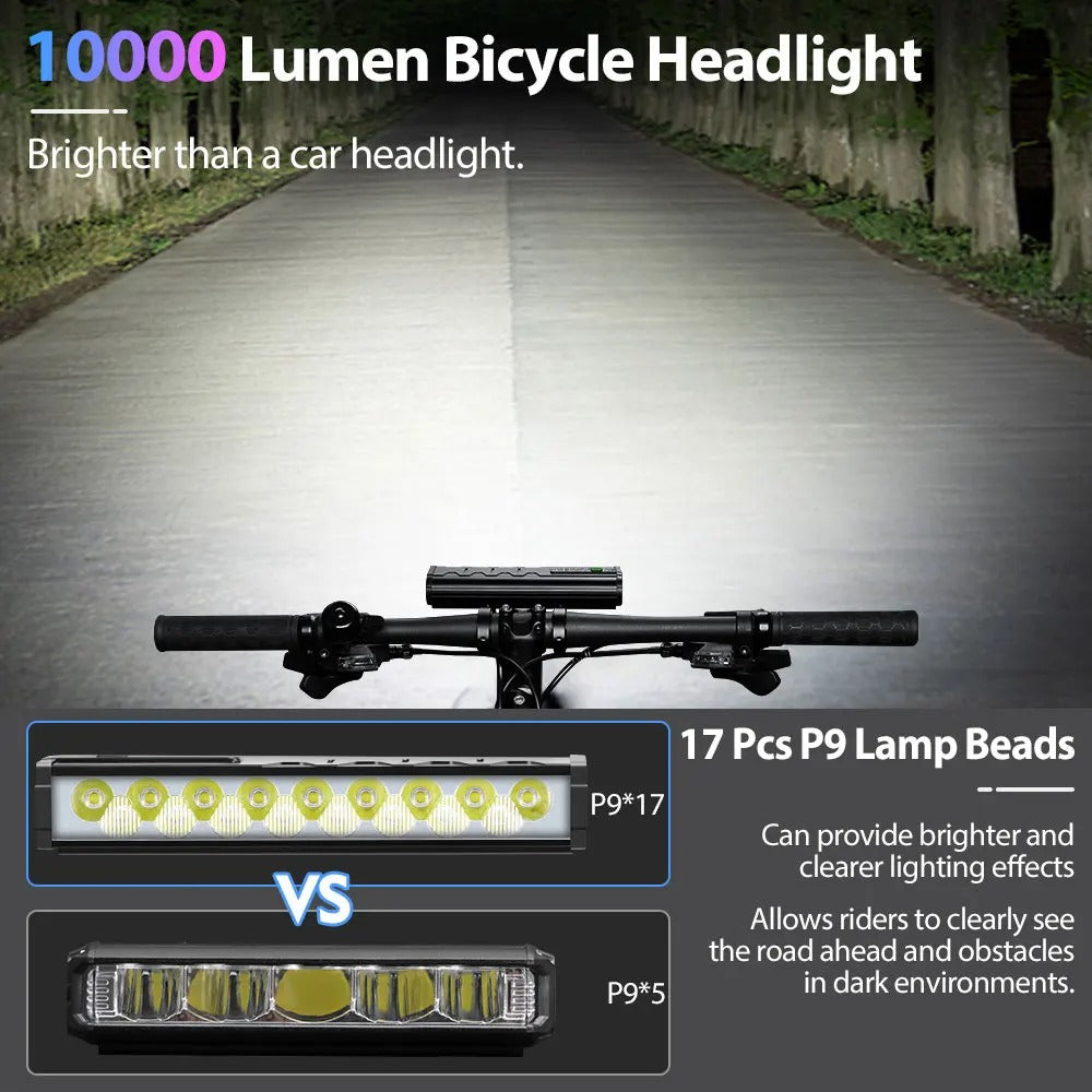 10000 Lumen Bike Light – USB Rechargeable 10000mAh Waterproof