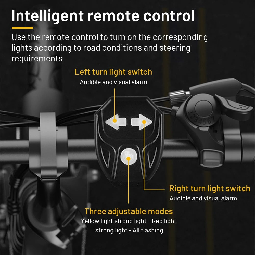 Remote Control Bicycle Taillight – USB Rechargeable LED Turn Signal & Brake Warning Light