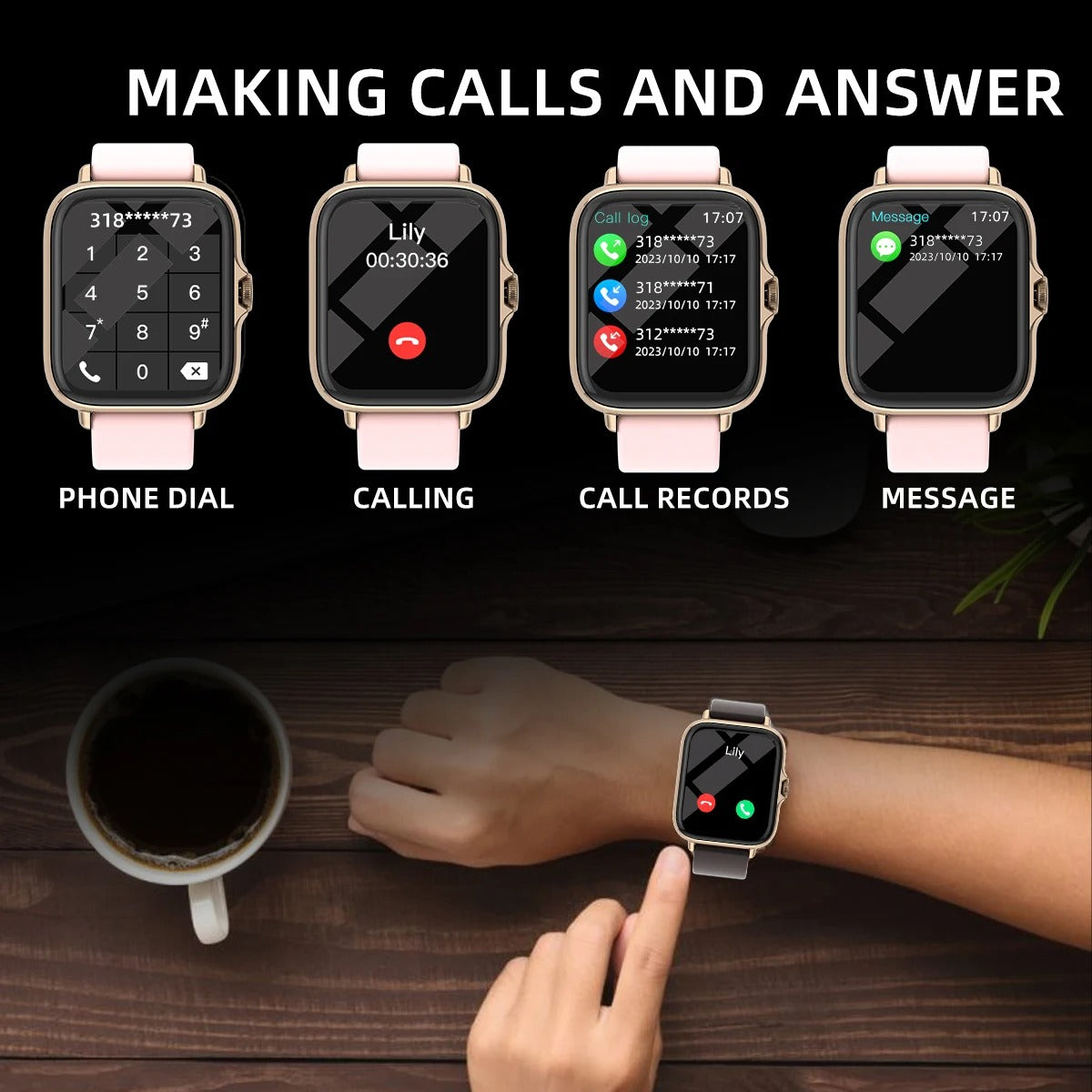 Waterproof Smart Watch – Touchscreen Fitness Tracker