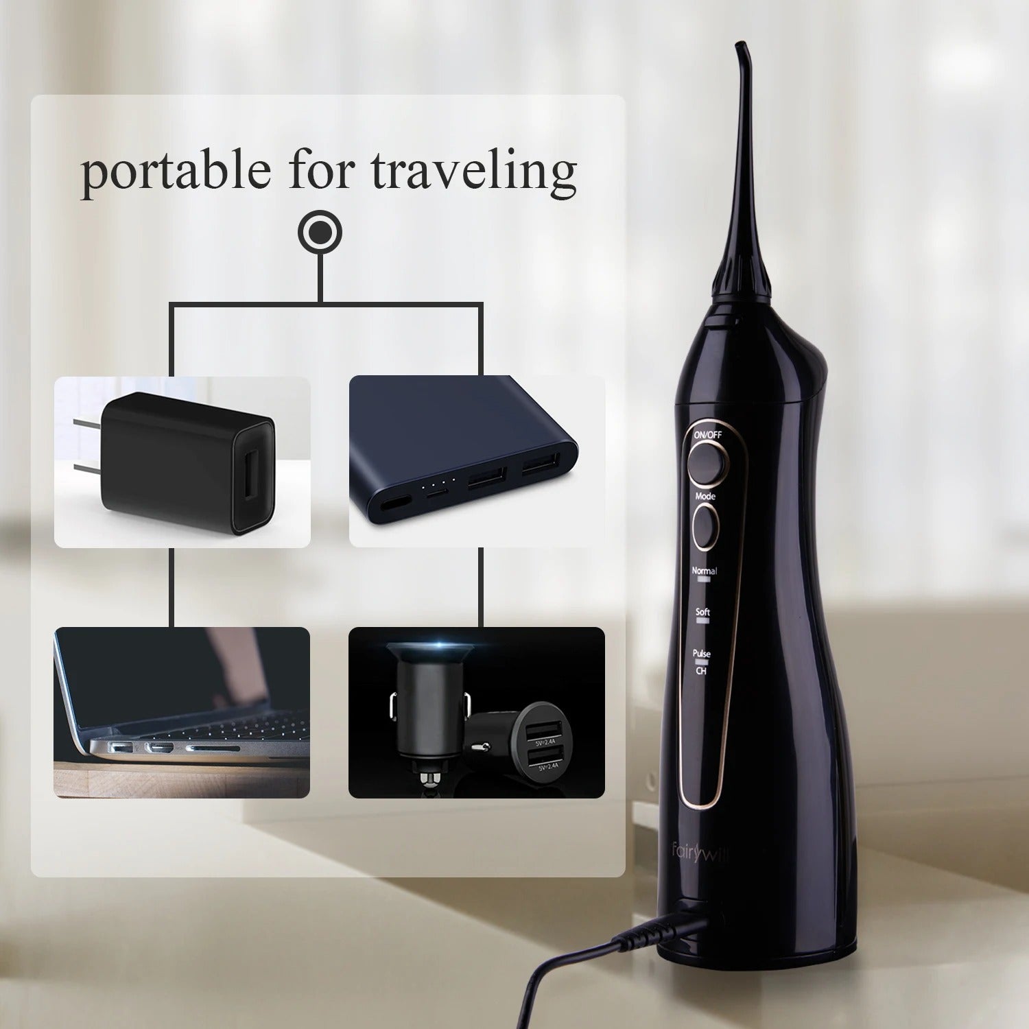 Rechargeable Portable Water Flosser 300ML Oral Irrigator for Teeth