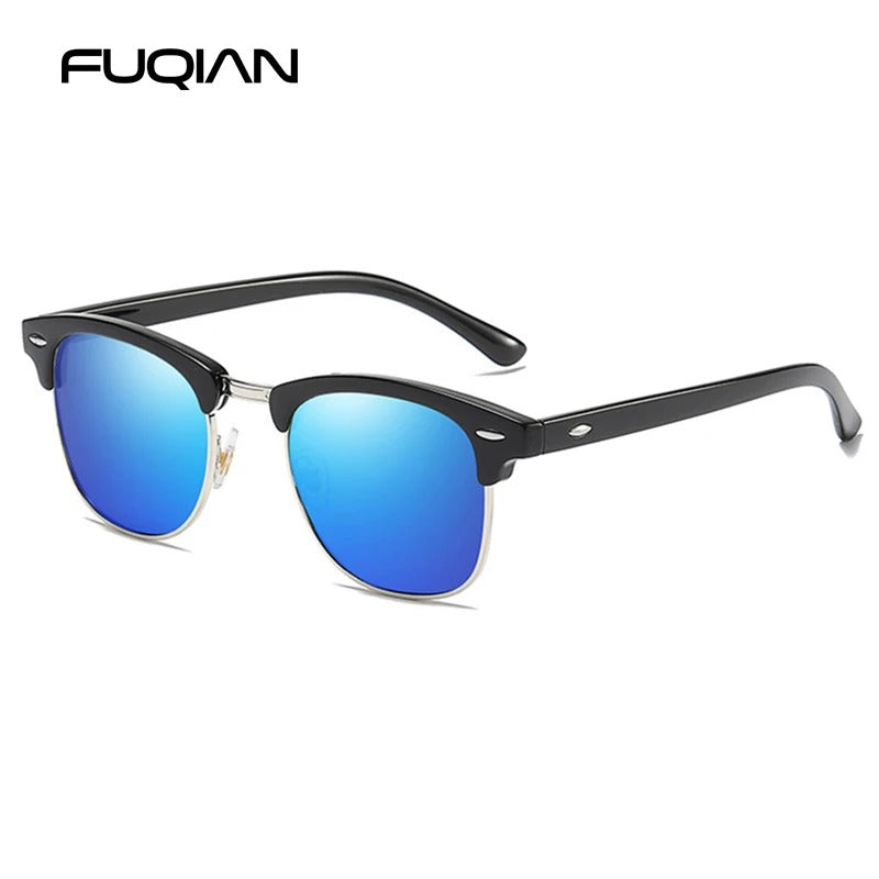 Classic Half Frame Polarised Sunglasses – Retro Small Anti-Glare Shades