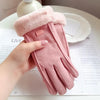 Women’s Winter Plush Gloves Fashionable Warm Suede with Touchscreen Capability