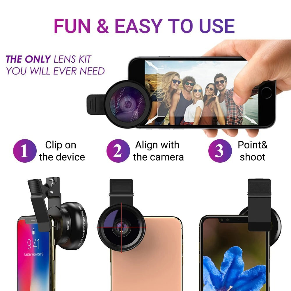 Super Wide Angle & 12.5x Super Macro Lens Kit for smartphones