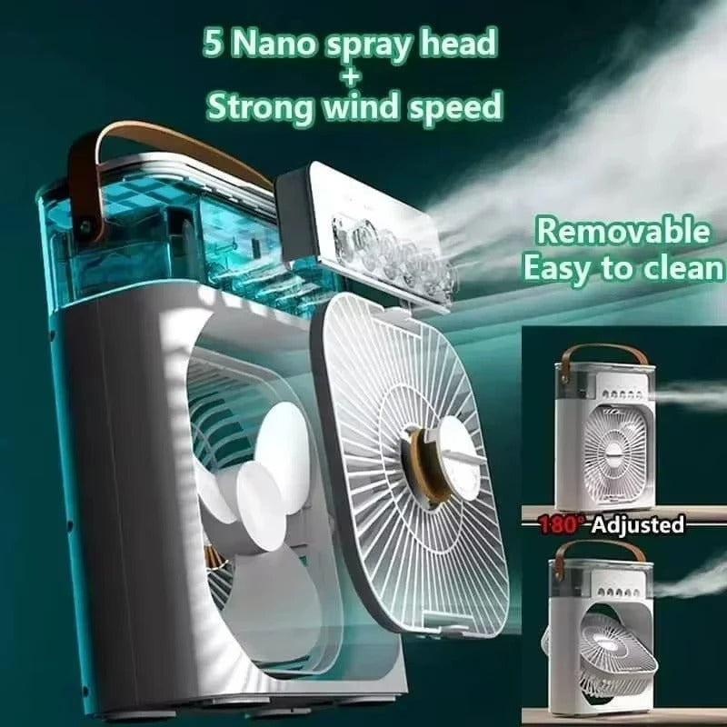 3-in-1 USB Air Cooler – Portable Fan, Air Conditioner & LED Night Light for Home & Office