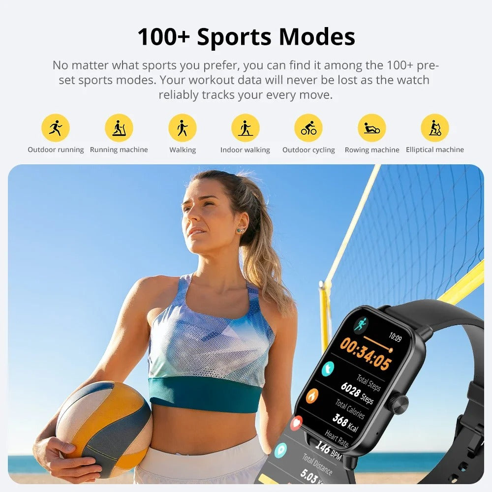 Smart Watch with Bluetooth Calling, 24H Health Monitor & 100+ Sports Modes