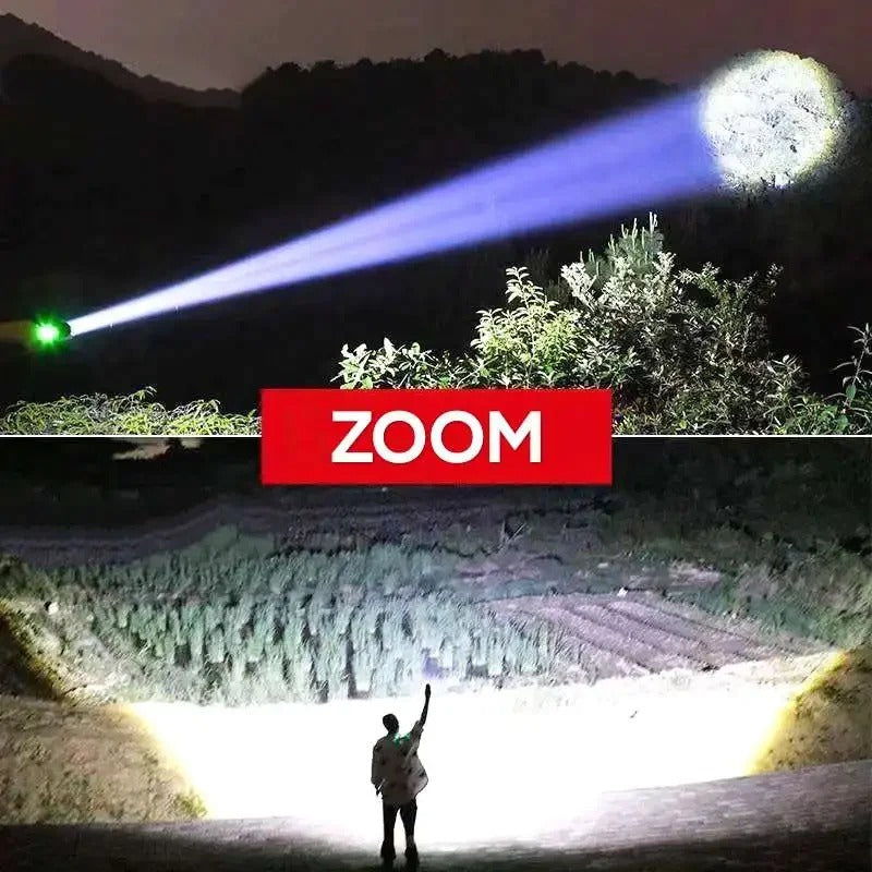 High Power LED Flashlight – USB Rechargeable Torch with Built-in Battery for Camping, Emergency & Outdoor Use