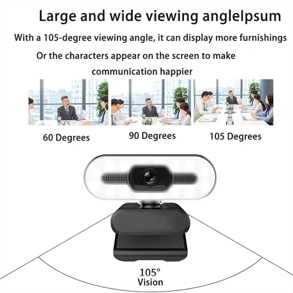 Portable Full HD 1080P/2K/4K Webcam – Auto Focus Streaming Camera with Built-in Microphone