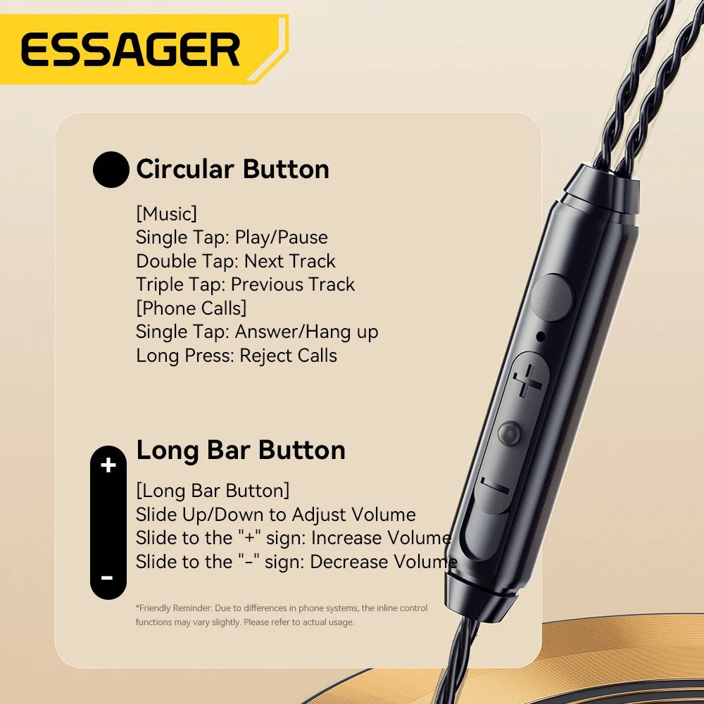 Wired In-Ear Headphones – HiFi Stereo Earbuds with Mic, Bass Boost & Noise Cancelling (3.5mm & Type-C)
