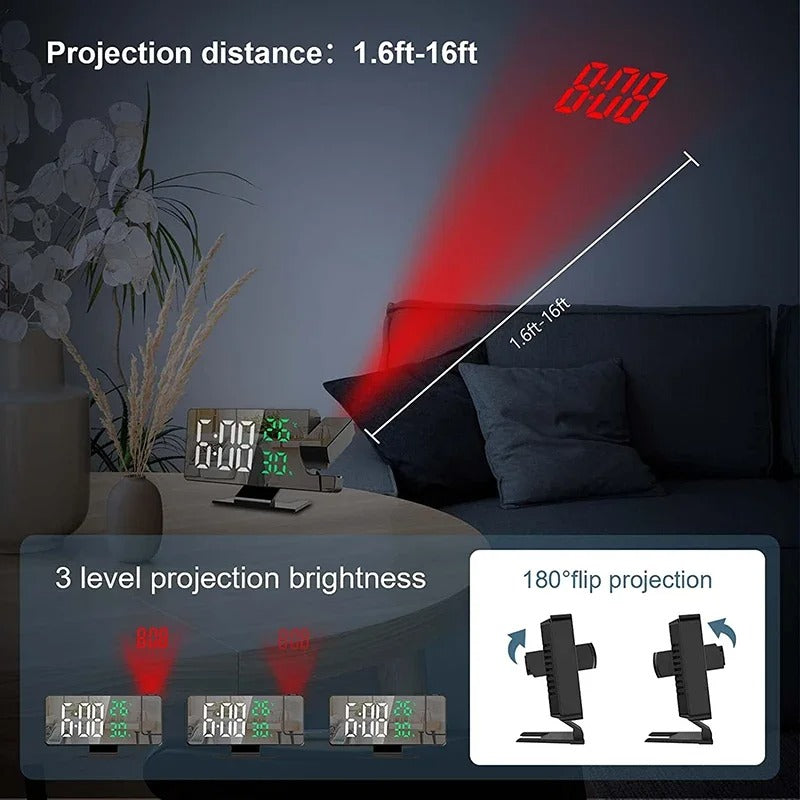 LED Digital Projection Alarm Clock