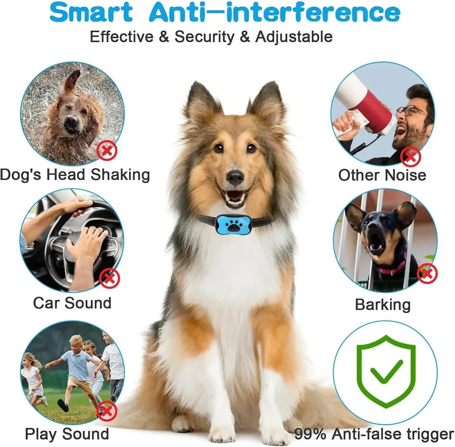 Pet Dog Anti-Barking Device USB Rechargeable Training Collar (harmless)