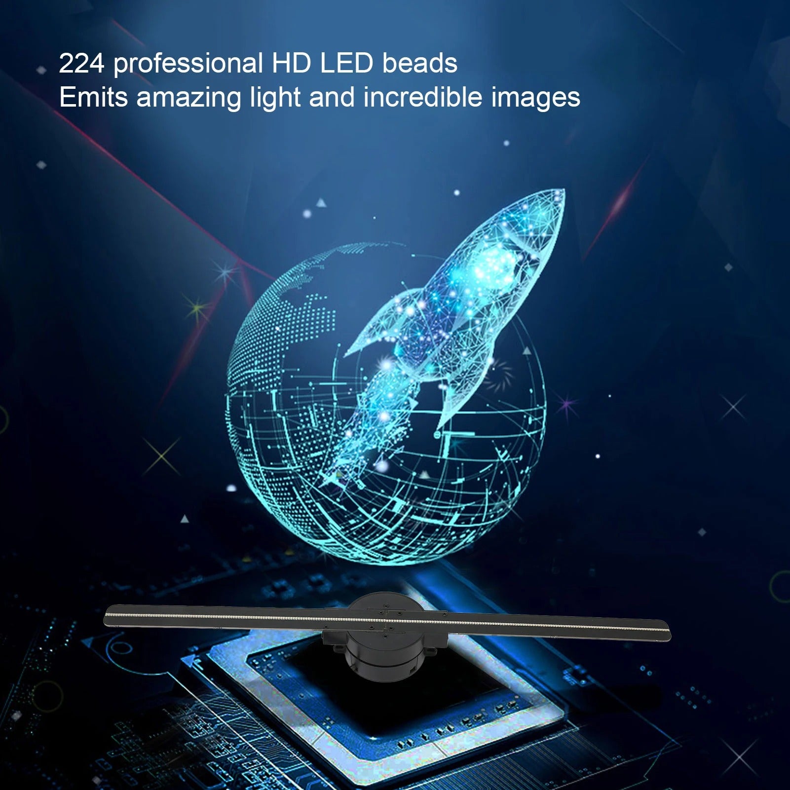 16.5-Inch 3D Hologram Fan Projector – WiFi LED Display with 224 Light Beads