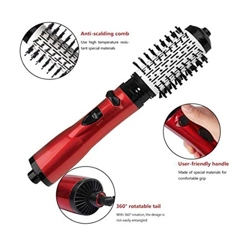 2-in-1 360° Rotating Hot Air Brush Hair Dryer Comb