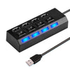 High-Speed 4/7-Port USB 2.0 Hub with LED Light and Switch Multi-USB Adapter & Expander for PC and Laptop