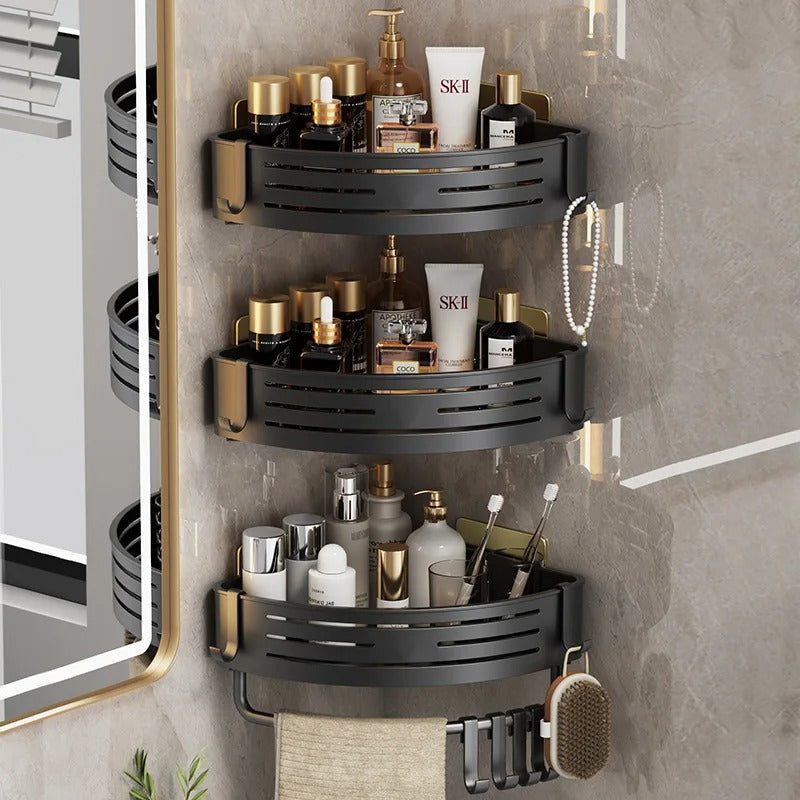 Wall-Mounted Aluminum Bathroom Corner Shelf