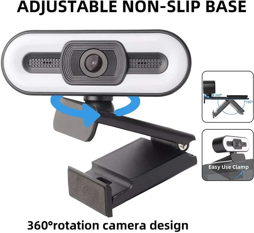 Portable Full HD 1080P/2K/4K Webcam – Auto Focus Streaming Camera with Built-in Microphone
