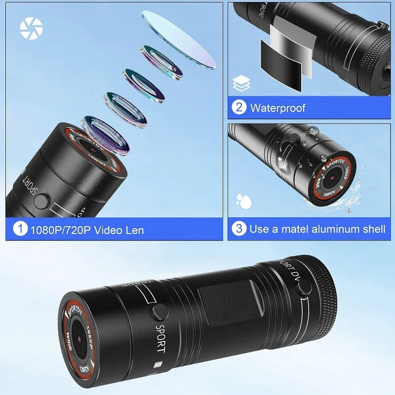 Mini Sport DV 1080P Action Camera – Waterproof Helmet Cam with Flashlight