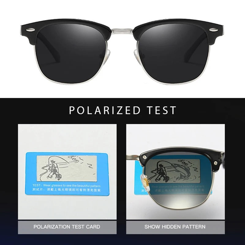 Classic Half Frame Polarised Sunglasses – Retro Small Anti-Glare Shades