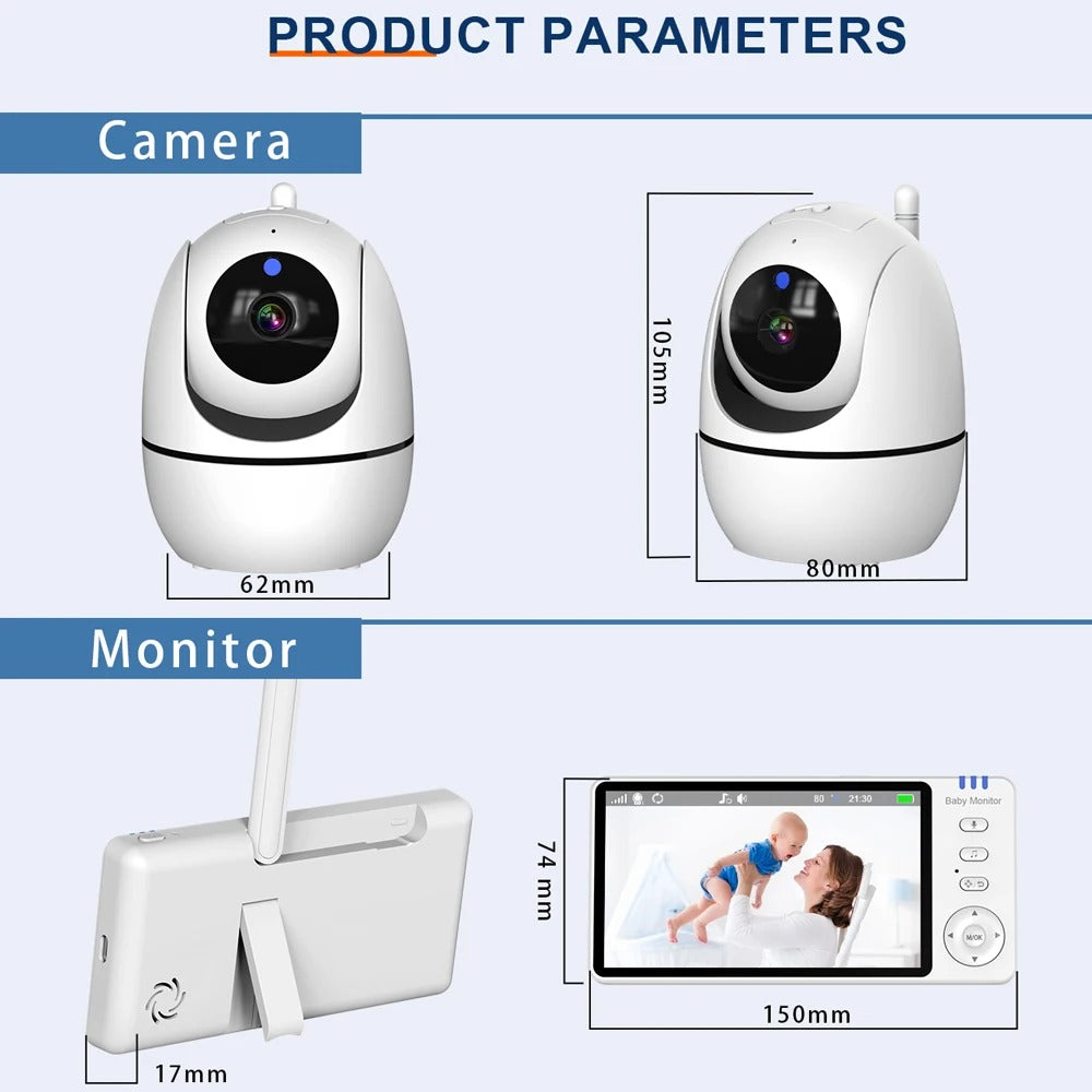 5.0-Inch Video Baby Monitor – Wireless Pan-Tilt Camera