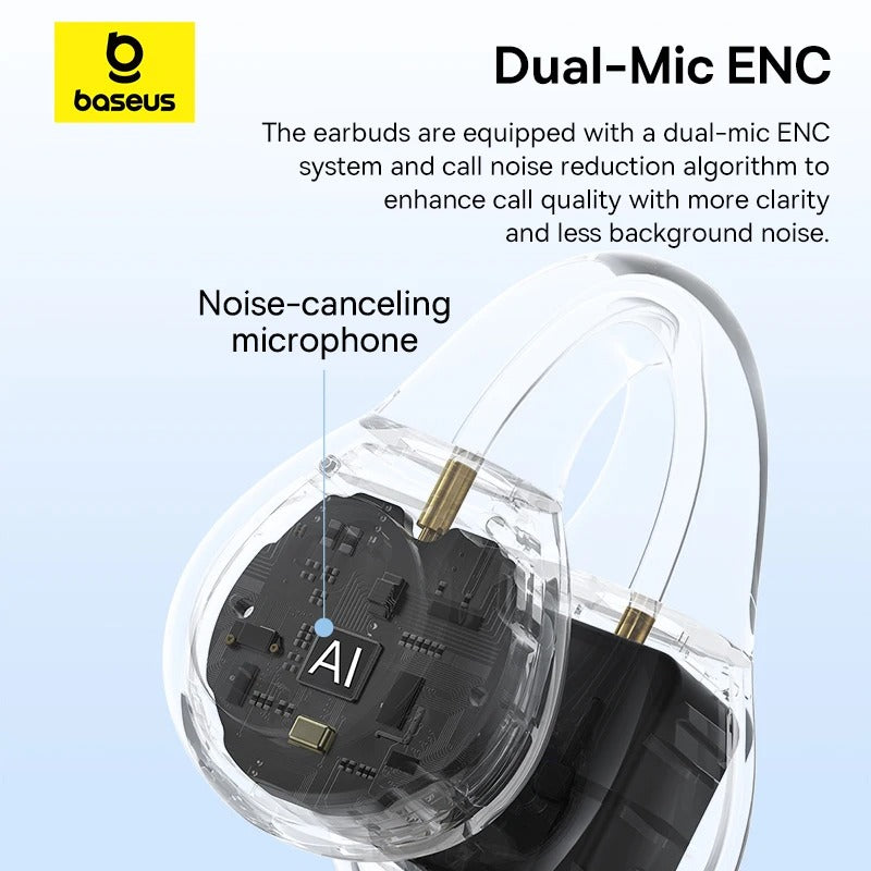 Wireless Earphones – Bluetooth 5.3, Dual-Mic ENC, Open-Ear Clip-On