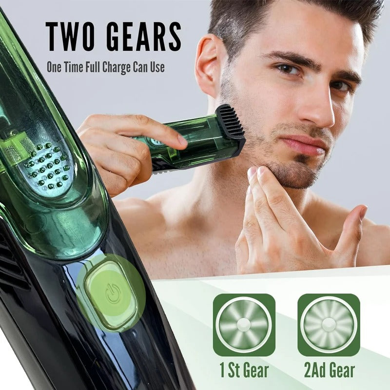 Cordless Beard Trimmer for Men Rechargeable Electric Vacuum Shaver