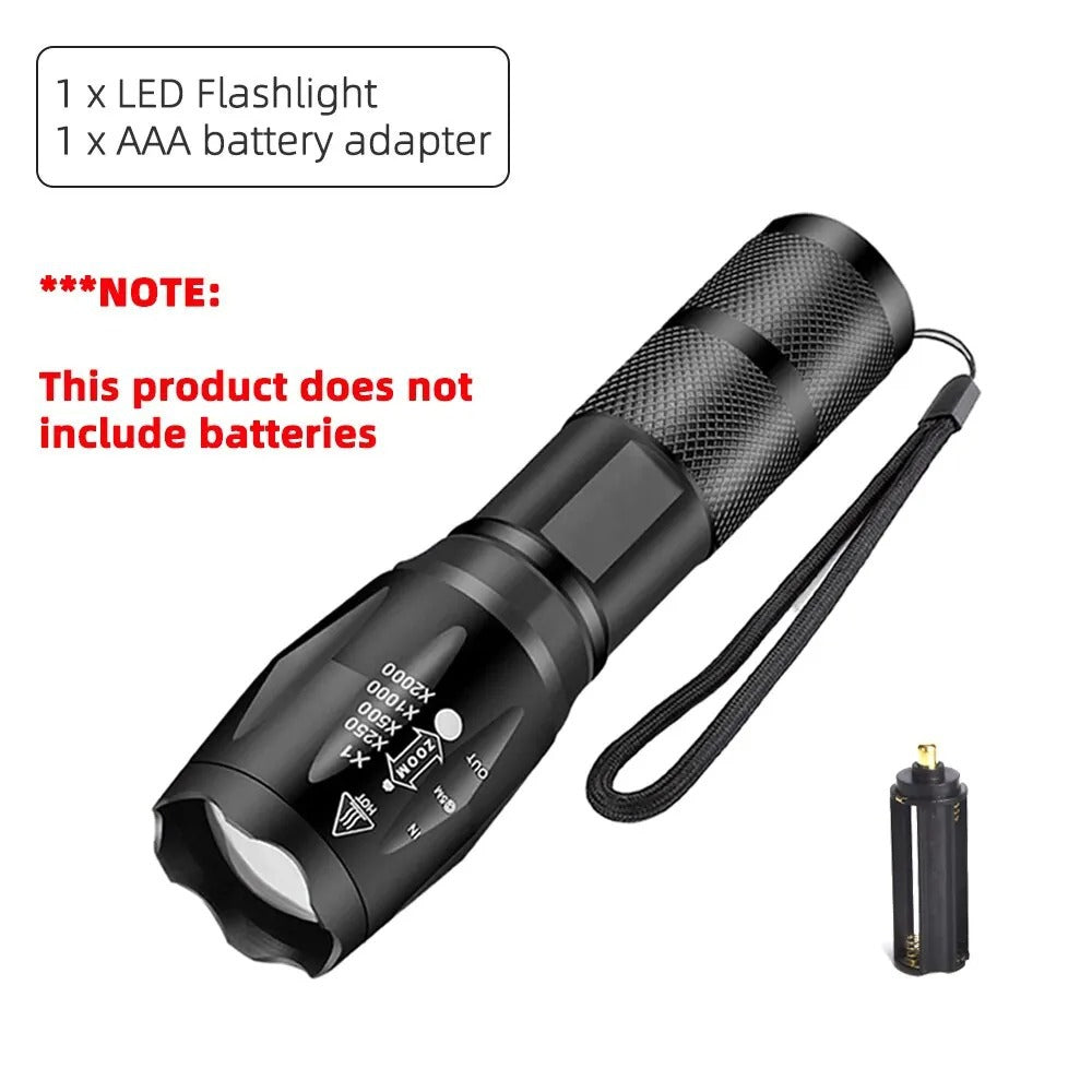 High-Power LED Camping Torch – Zoomable Waterproof Flashlight