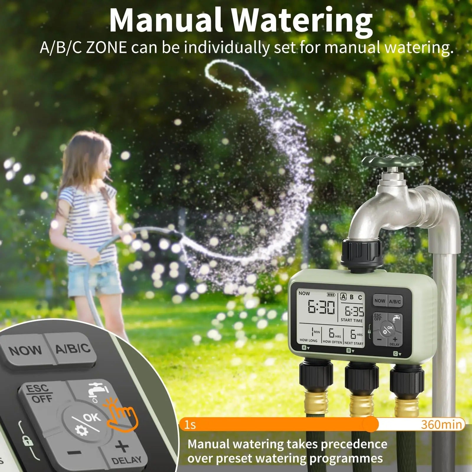 3-Zone Garden Irrigator Water Timer